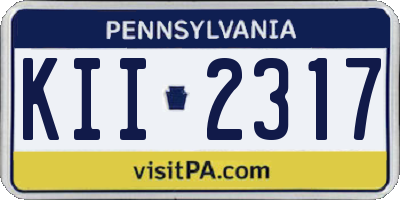 PA license plate KII2317