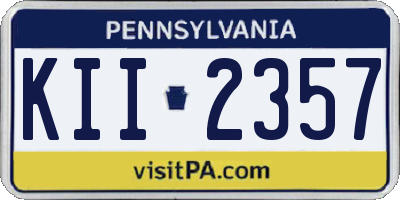 PA license plate KII2357