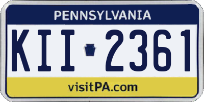 PA license plate KII2361
