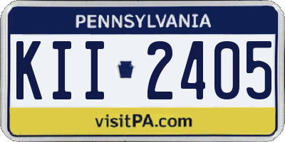 PA license plate KII2405