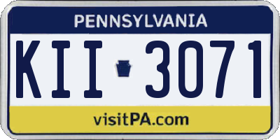 PA license plate KII3071