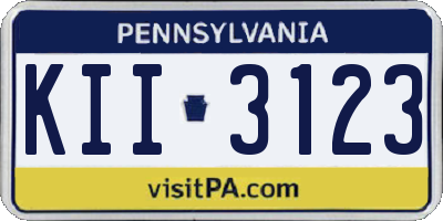 PA license plate KII3123