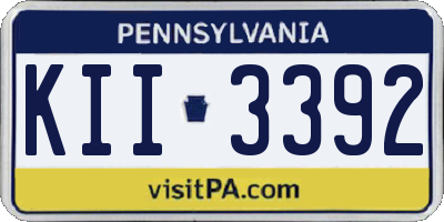 PA license plate KII3392