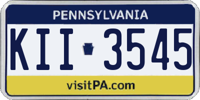 PA license plate KII3545