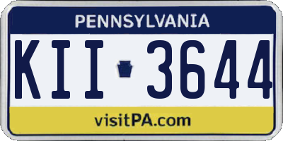 PA license plate KII3644