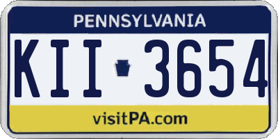 PA license plate KII3654
