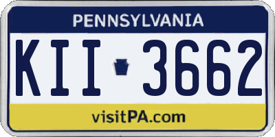 PA license plate KII3662