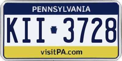 PA license plate KII3728