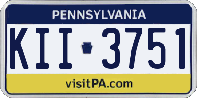 PA license plate KII3751