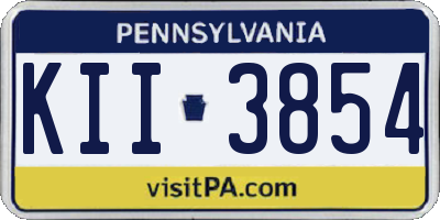 PA license plate KII3854