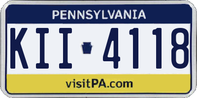 PA license plate KII4118