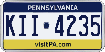 PA license plate KII4235