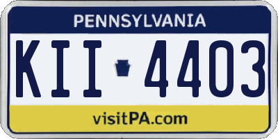 PA license plate KII4403