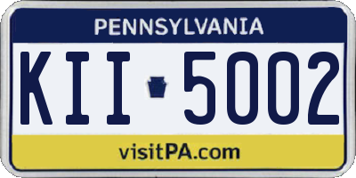 PA license plate KII5002