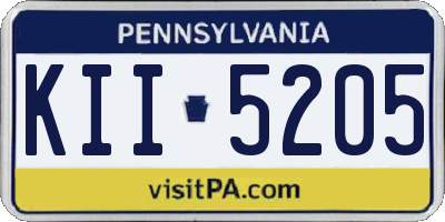 PA license plate KII5205