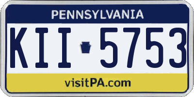 PA license plate KII5753