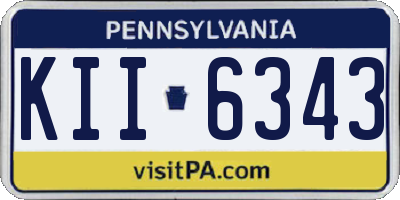 PA license plate KII6343