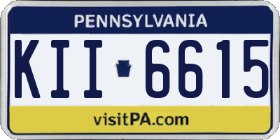 PA license plate KII6615