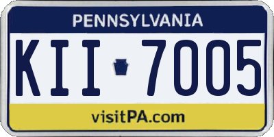PA license plate KII7005