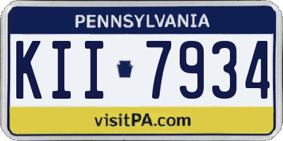 PA license plate KII7934