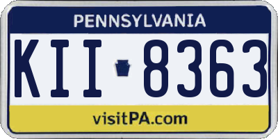 PA license plate KII8363