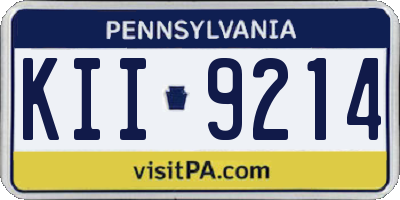 PA license plate KII9214