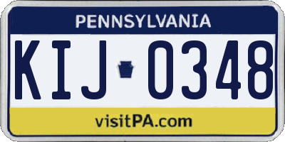 PA license plate KIJ0348