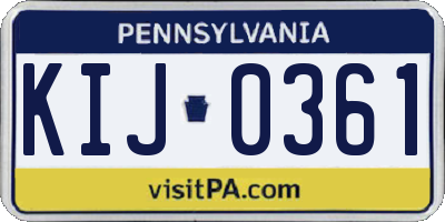 PA license plate KIJ0361