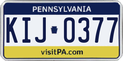 PA license plate KIJ0377