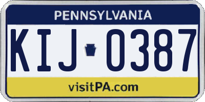 PA license plate KIJ0387