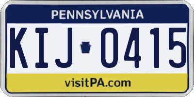 PA license plate KIJ0415