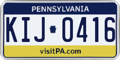 PA license plate KIJ0416