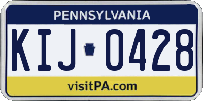 PA license plate KIJ0428