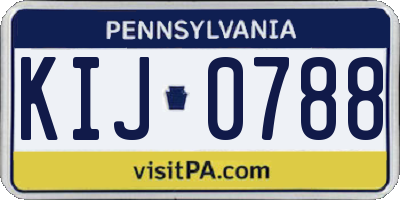 PA license plate KIJ0788