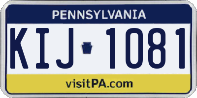 PA license plate KIJ1081
