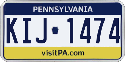 PA license plate KIJ1474