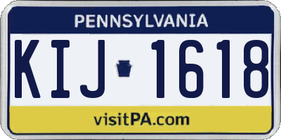 PA license plate KIJ1618