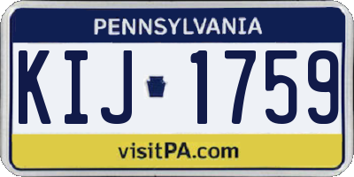 PA license plate KIJ1759