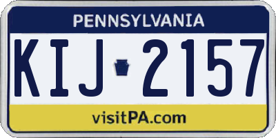 PA license plate KIJ2157
