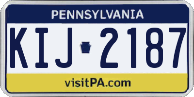 PA license plate KIJ2187