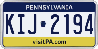 PA license plate KIJ2194