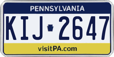 PA license plate KIJ2647