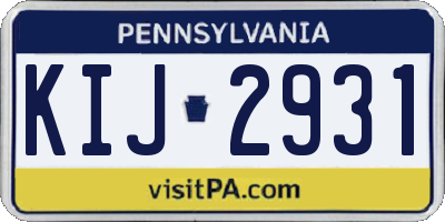 PA license plate KIJ2931