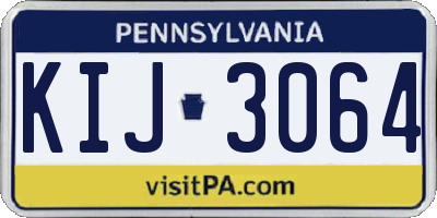 PA license plate KIJ3064