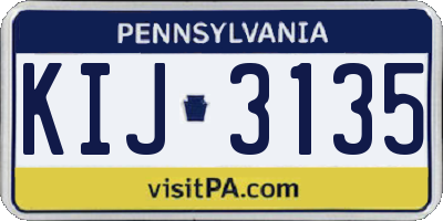 PA license plate KIJ3135