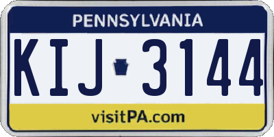 PA license plate KIJ3144