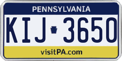 PA license plate KIJ3650