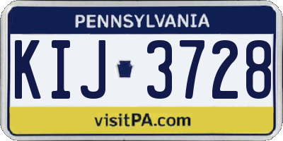 PA license plate KIJ3728