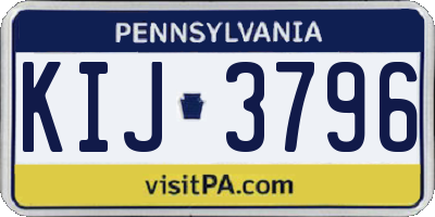 PA license plate KIJ3796