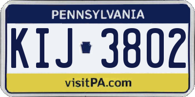 PA license plate KIJ3802